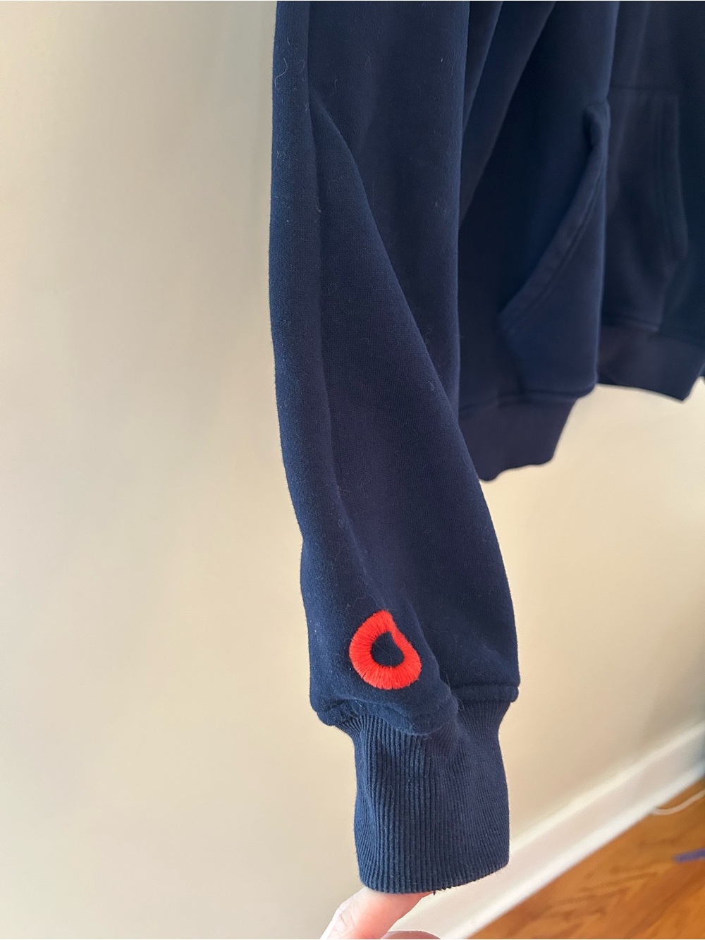 Classic Navy Hoodie with Phish Donut Accents - Women’s Sweatshirt - Picture 3 of 4